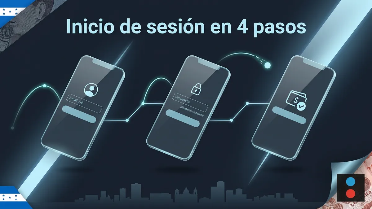 Pasos para iniciar sesión en Megapari: correo o ID y contraseña, acento Honduras