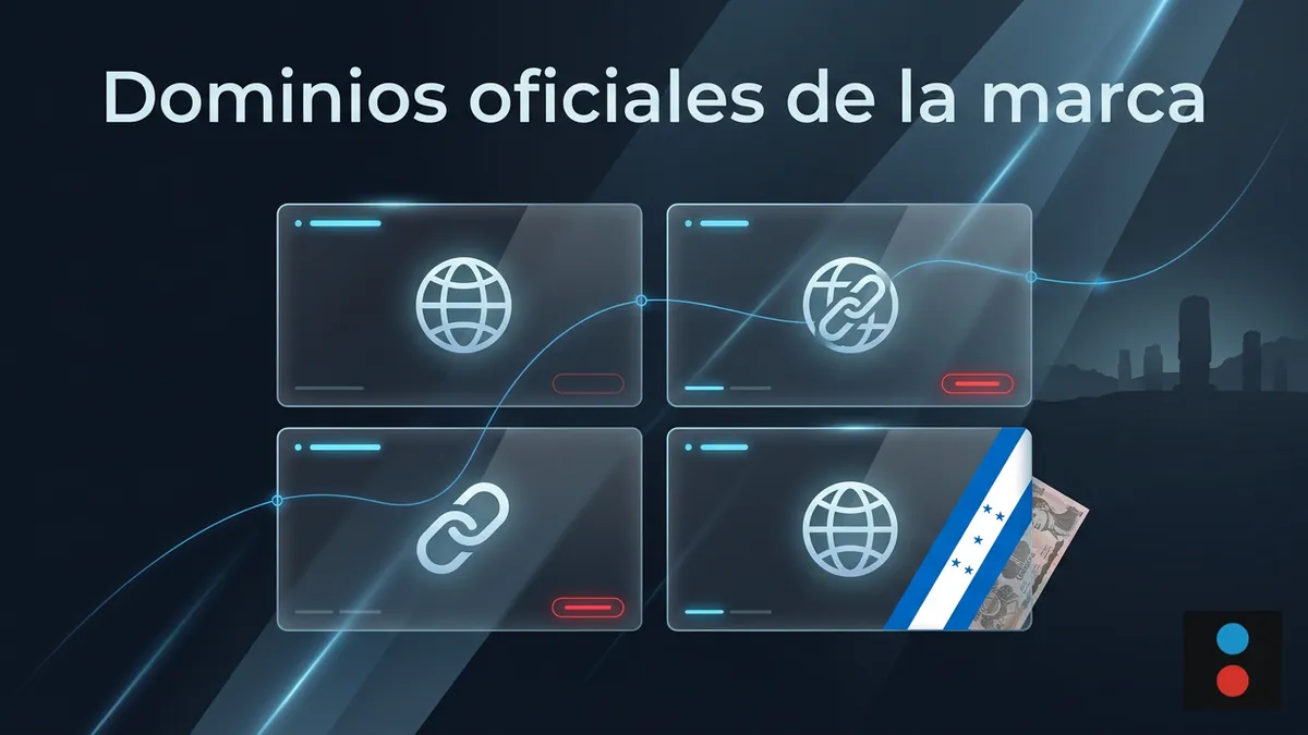 Tabla visual de dominios oficiales de Megapari para verificar el sitio correcto en Honduras