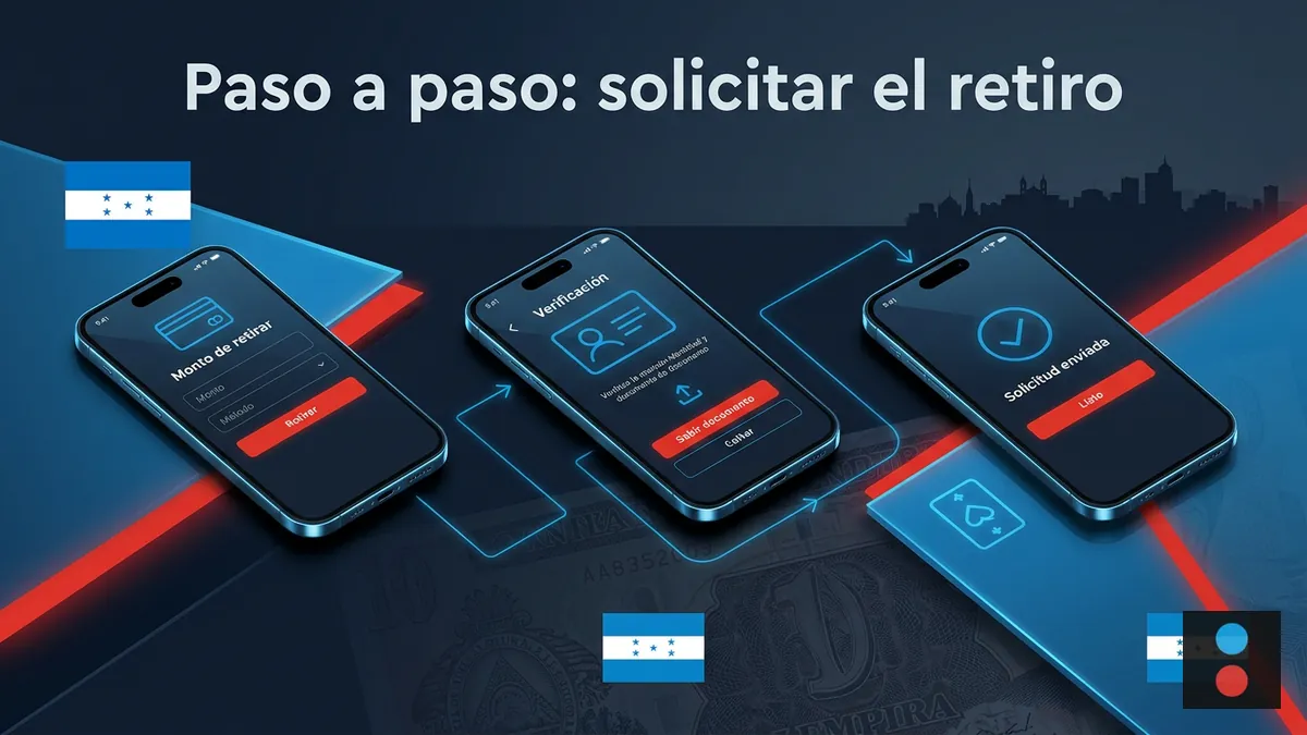 Secuencia de pantallas mostrando el paso a paso para solicitar un retiro en Megapari desde Honduras